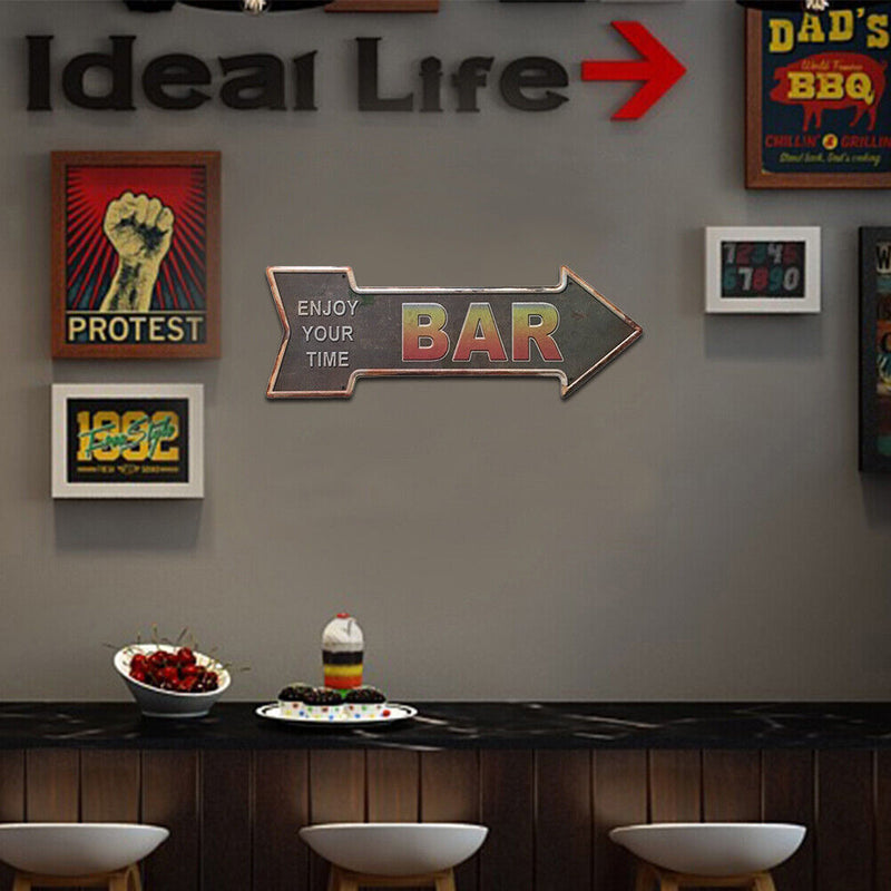 Special-shaped Metal Signs Arrow Bar Iron Painting Metal Wall Art Poster