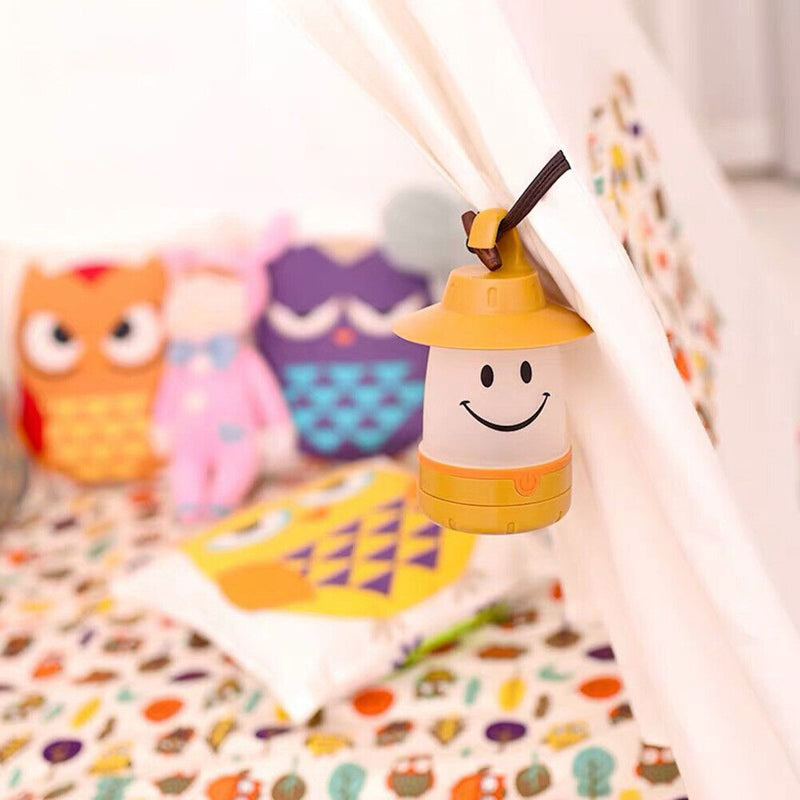 LED Smiley Cute Hanging Night Light Tent Camping Home Decorations (Yellow)