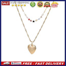 Rhinestone Clavicle Chain Women Love Heart Pendant Double Layer Necklace Je