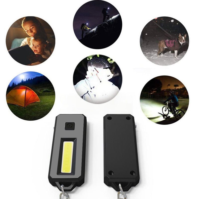 COB LED Mini Flashlight Keychains Outdoor Camping Waterproof Pocket Work To