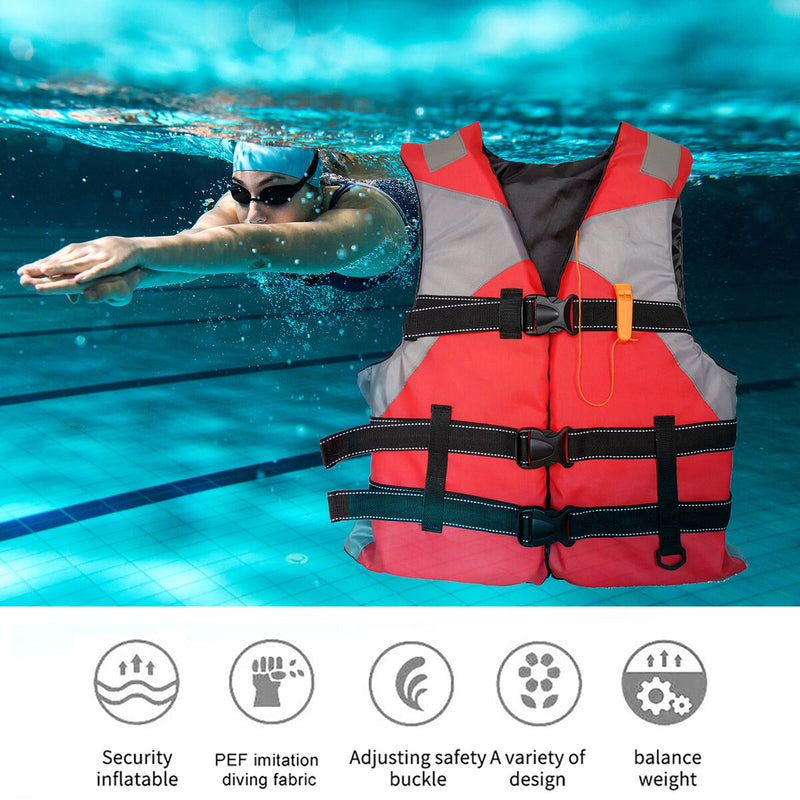 Adults Floating Jacket Lightweight Life Vest for Fishing Swimming (Red) Newly