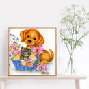 5D Full Round Drill Rhinestone Art DIY Flower Cat Dog Diamond Painting Kit Craft