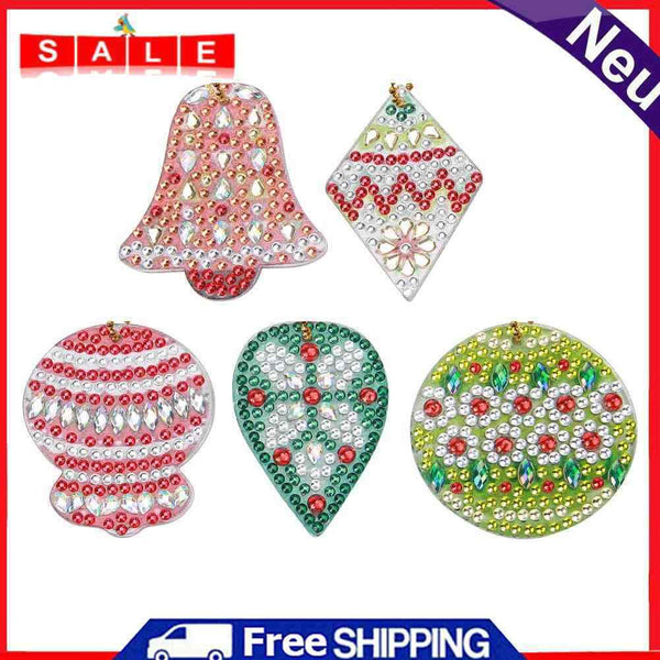 5pcs DIY Full Drill Special Shaped Diamond Painting Christmas Bell Key Ring