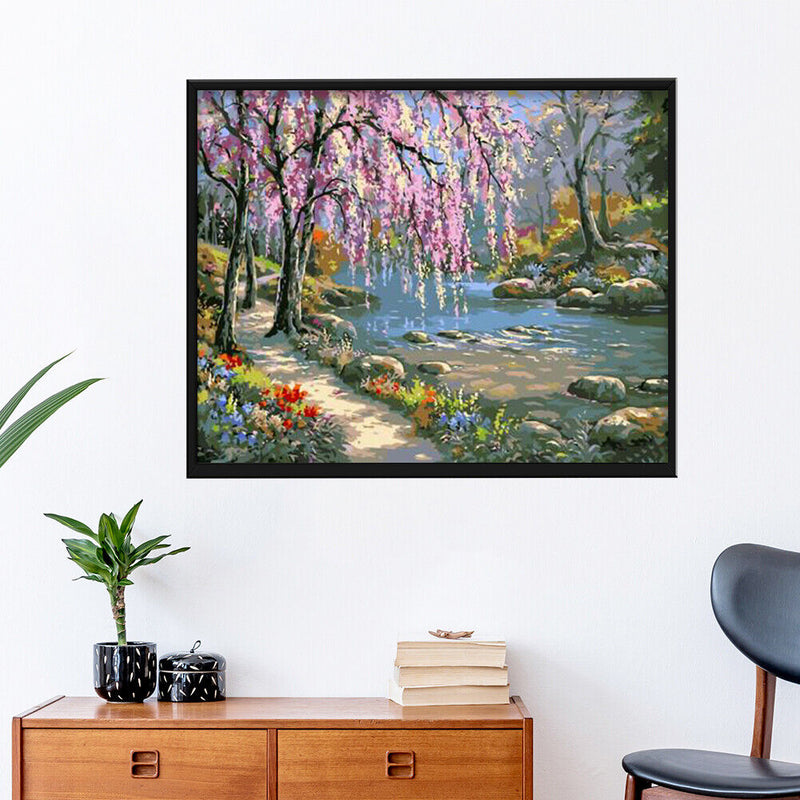 Y Painting by Numbers Romantic Creek Oil Painting on Canvas Hand Painted, Landscha