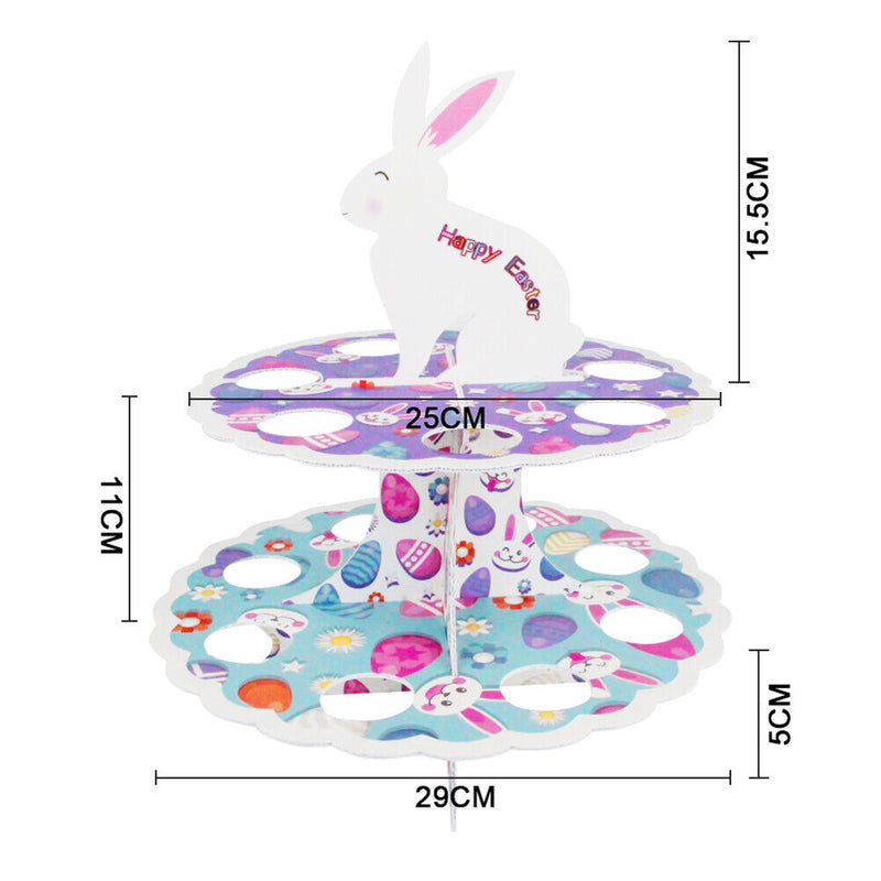 2 Layers Easter Egg Tray Party Dessert Cupcake Display Holder (A Bunny)