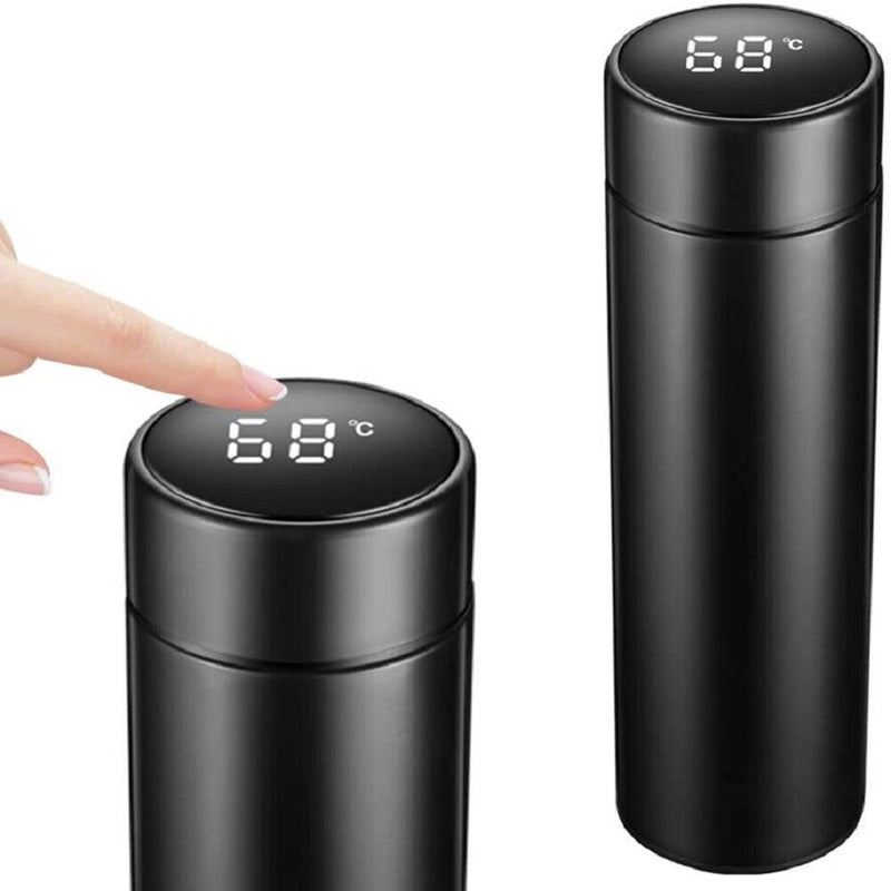 Digital Thermal Water Cup Touch Display Temperature Vacuum Flasks (Black)