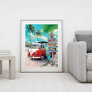 40x50cm Cross Stitch Full Embroidery Kit Beach Bus Scenery Home Decor Stamped
