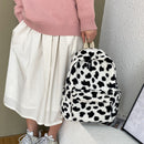 Portable Animal Print Handbag Women Fashion Plush Shoulder Bags Student Backpack