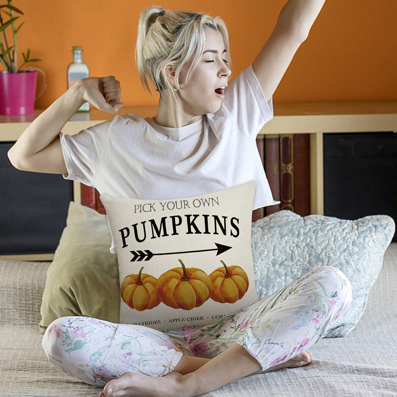Pumpkin Pillow Covers Zippered Square Pillowcase Harvest Festive Decorations