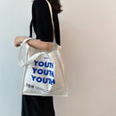 Fashion Letters Printing Canvas Shoulder Tote Bag Women Casual Large Handbags