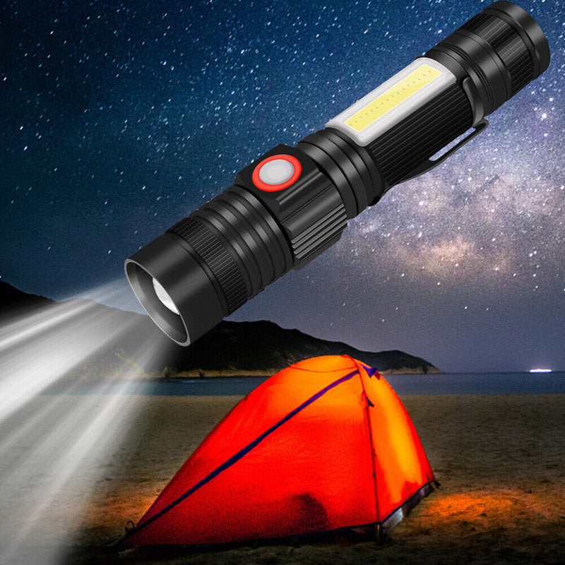 USB COB LED Working Light 4 Modes T6 400LM Outdoor Camping Zoom Torch Lamp Newly