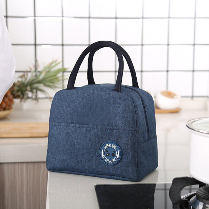 Waterproof Patch Lunch Bag Thermal Insulated Cooler Bento Case Tote (Blue)