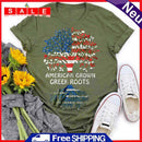 Independence Day American Tree Print Tea T-Shirt (Army Green XL)