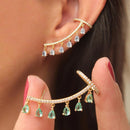 Fashion Water Drop Ear Accessories Gift Tassel Inlay Cubic Zirconia Stud Earrin`