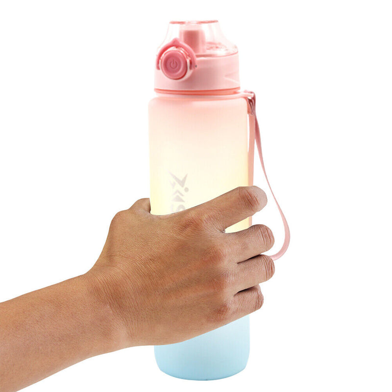 1000ML Plastic Water Bottle with Handle One-button Lock Space Cup (Pink) Newly