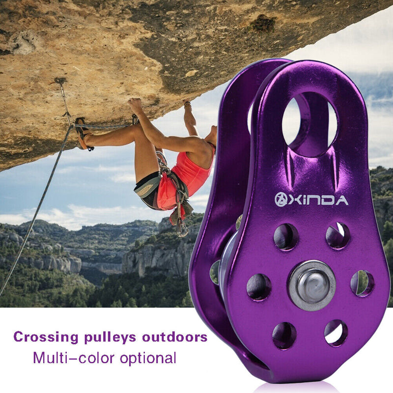 Rock Climbing Pulley Aluminum Bearing Lifting Fixed Rope Equipment (Purple)