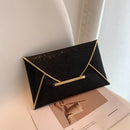 Women Sequins Solid Color Envelope Bag Lady Square Clutch Purse (Black)
