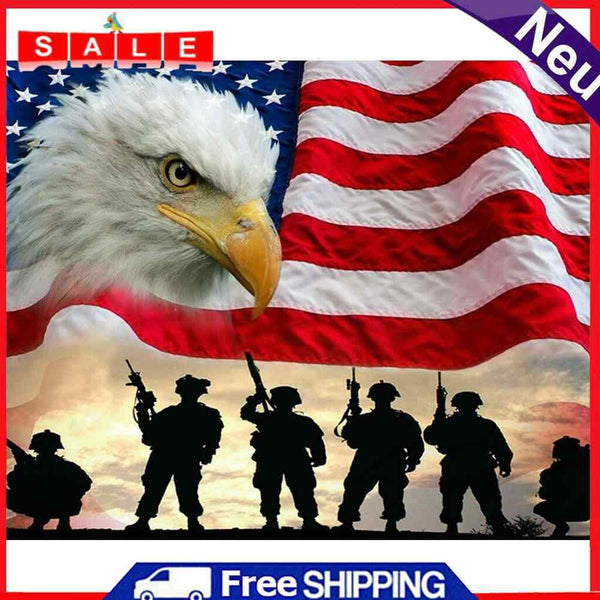 DIY Paint By Number Kit Flag Eagle Abstract Acrylic Paint Hanging Art Craft