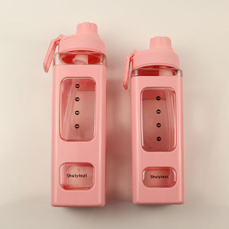 700ml Water Bottle for Sports Straw Cup Leakproof Drinking Bottles (Pink) Newly