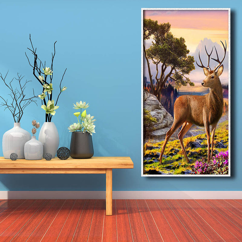 DIY Mosaic Picture Round Diamond Painting Deer Cross Stitch Rhinestone Bead Art