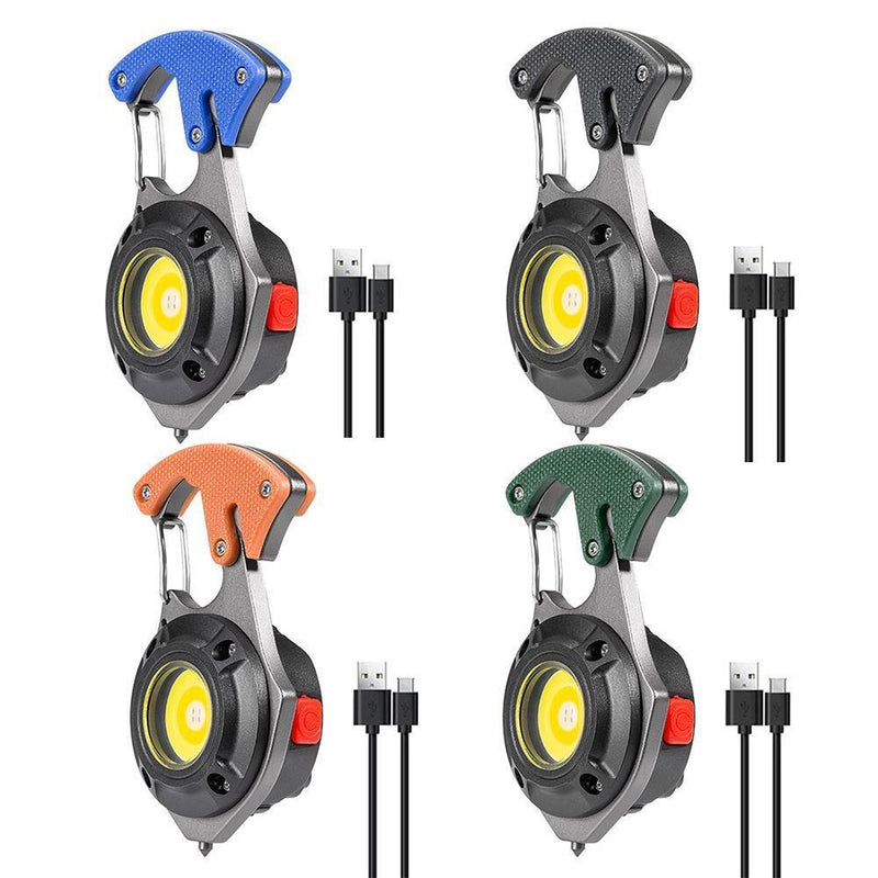 Multifunction COB LED Flashlight Camping Mini Screwdriver Keychain Lamp (Black)