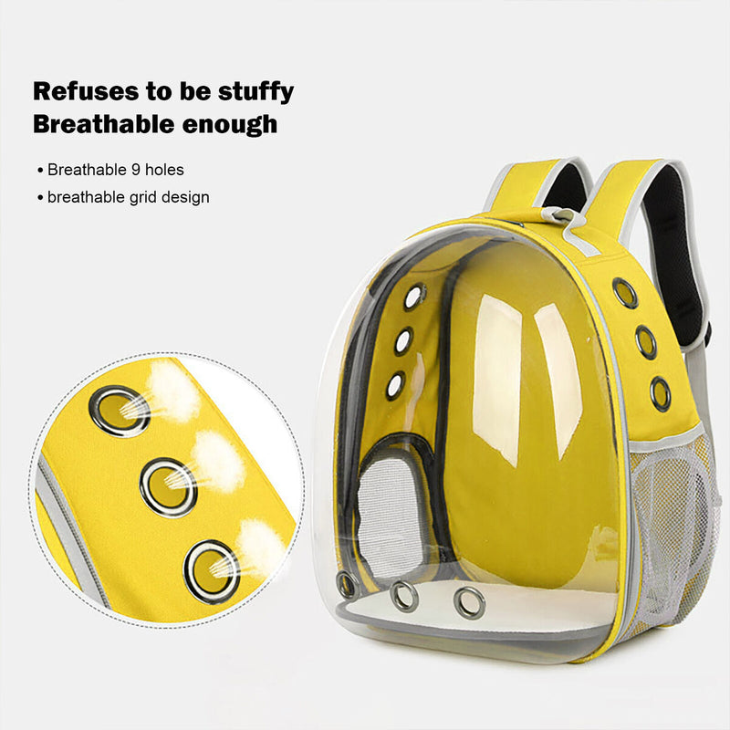 Pet Travel Carrier Transparent Space Capsule Cat Bubble Backpack (Yellow)