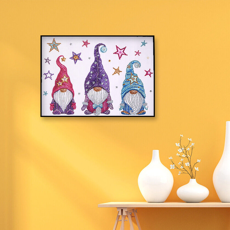 5D Diamond Painting DIY Rhinestone Special Shaped Star Heart Gnome Kit Newly