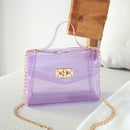 Fashion Women Transparent Messenger Bag Ladies Beach Chain Handbag (Purple)