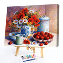 Cherry and Flower Oil Paint By Numbers Kit Hand Painted Home Decoration No Frame