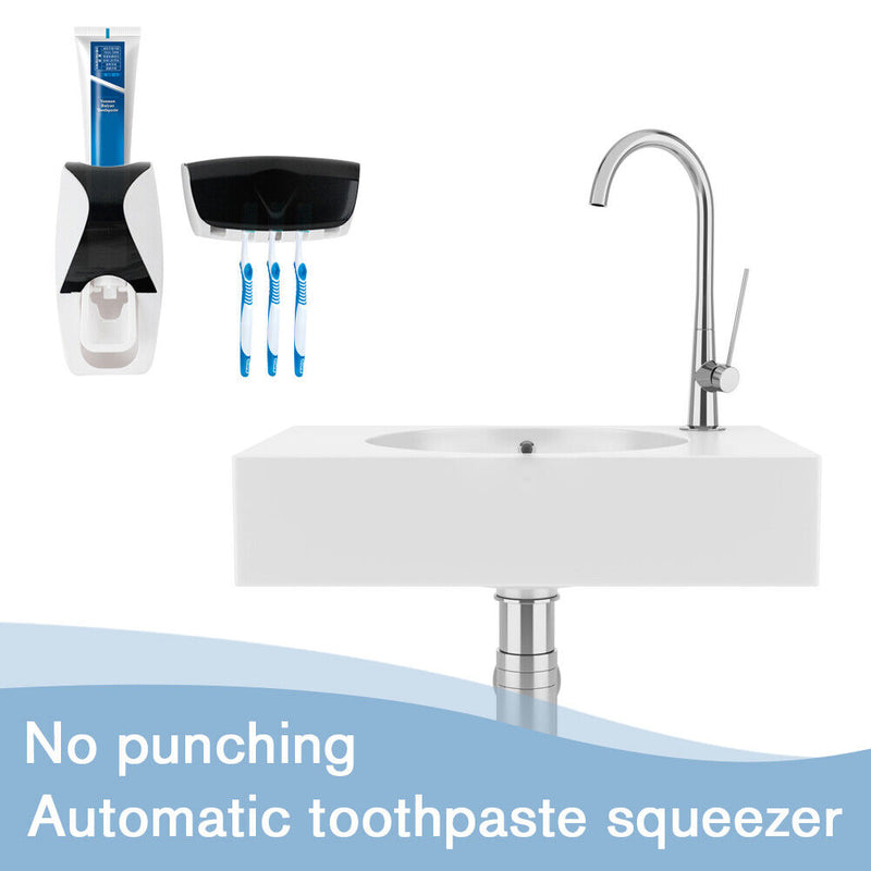 Wall Mounted Toothbrush Holder Automatic Toothpaste Dispenser Set for Bathr