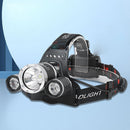 USB Rechargeable Hunting Fishing Headlamp Camping Head Torch Three Headlights