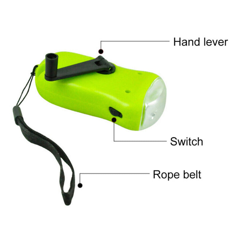 Hand Crank Solar Dynamo Torch Lamp Outdoor Emergency LED Flashlight (green)
