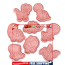 Cookie Cutter 8pcs Embossed Pastry Cutters Fondant Cookie Mold - Dinosaur