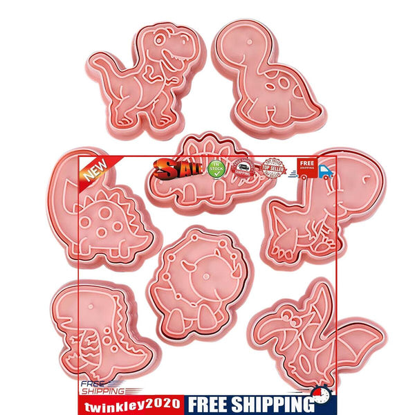 Cookie Cutter 8pcs Embossed Pastry Cutters Fondant Cookie Mold - Dinosaur