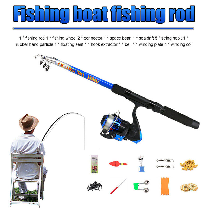 Spinning Fishing Rod Combo Portable Fishing Tackle Pole Full Kits for Beginner