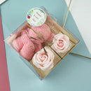 Coral Fleece Bear Towels Scented Soap Flowers with Clear Box Set (Pink) Newly