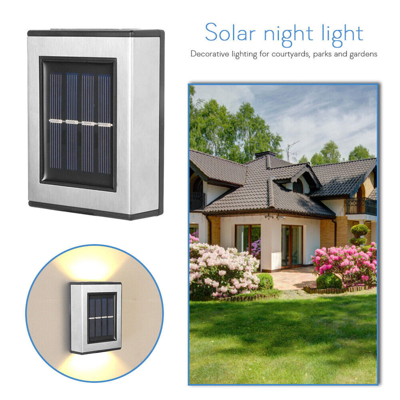 2pcs LED Solar Lights Wall-Mounted Waterproof Garden Lamps (Warm Light)