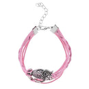 Women Stainless Steel Heart-Shaped Handmade Woven Fashion Bracelet(Pink)