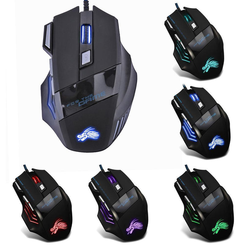 Professional 5500DPI Adjustable LED Optical USB 7 Button Wired, Gaming