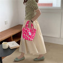 Fashion Pink Leopard Print Canvas Shoulder Bag Women Large Capacity Dead Handbag