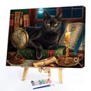 Black Cat Frameless Oil Paint by Numbers Kit Picture Canvas Artwork (X480)