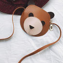 Cute Cartoon Bear Wallet Kids Storage Sling PU Shoulder Mini Bags/Brown