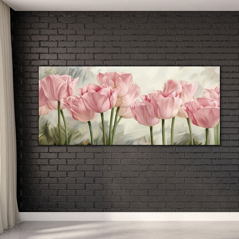 Pink Tulip Oil Paint By Numbers Kits DIY Handpainted on Canvas Gift Unframed