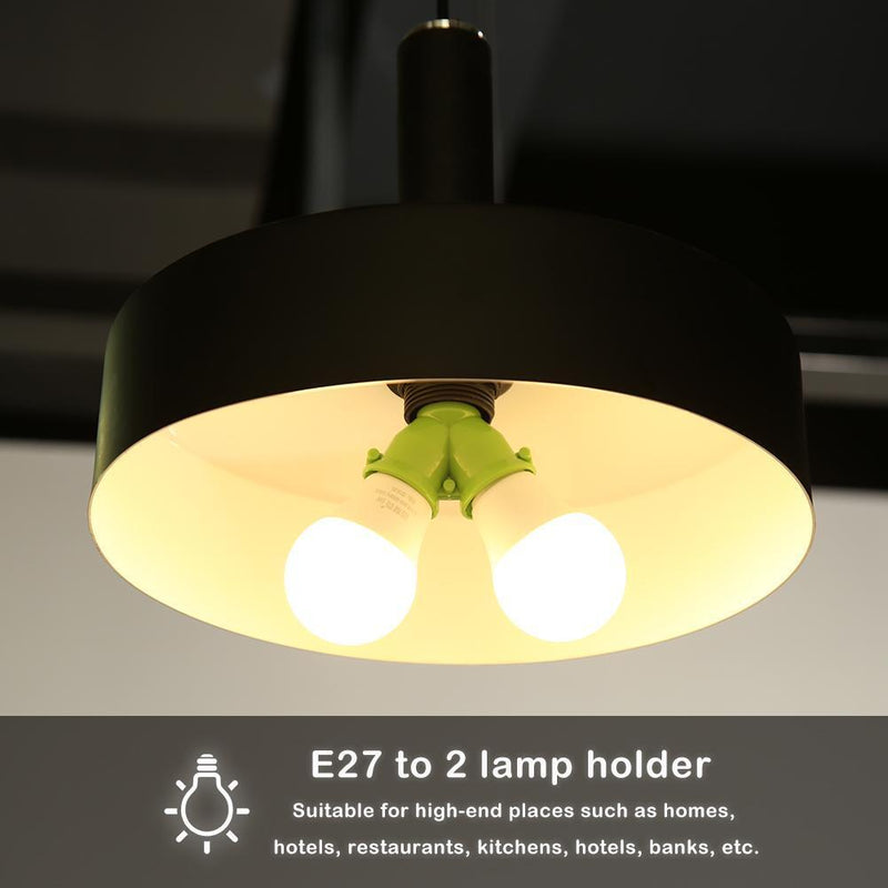 10pcs E27 to 2E27 Lamp Holder Converter Adapter Bulb Base(Green)