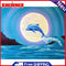 Moon Dolphin Frameless Picture Oil Paint By Numbers Hand Painted Picture Kit