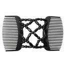 Retro Magic Beads Double Hair Comb Clip Stretchy Hair Combs Hairpin (Black)