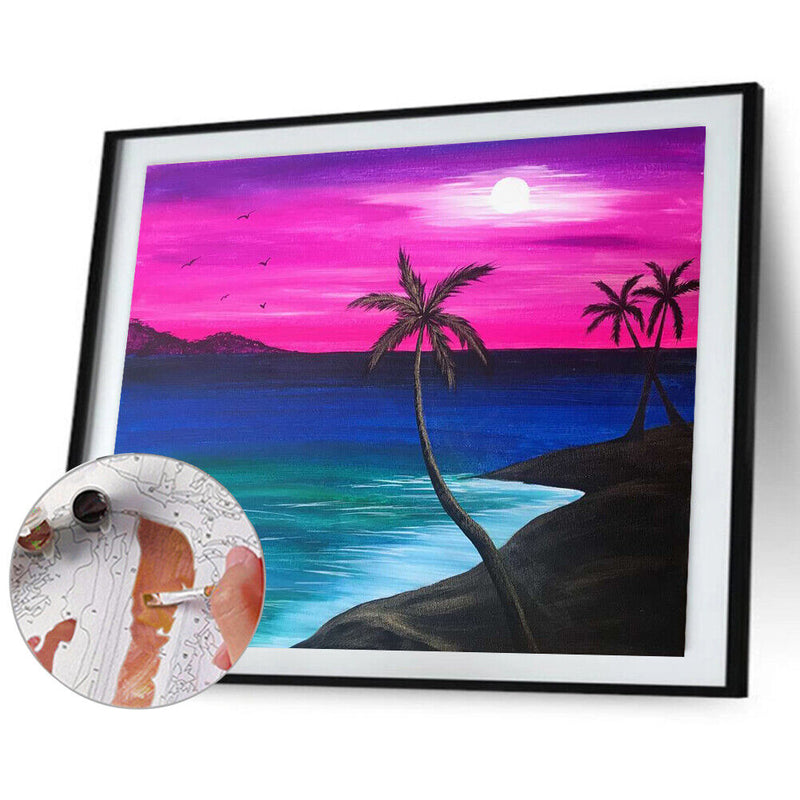 Hand Painted Drawing DIY Art Canvas Oil Kit Paint By Numbers Scenery Decor Gift