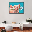 5D DIY Diamond Painting Pig with Daisy Full Round Drill Home Decoration Gif