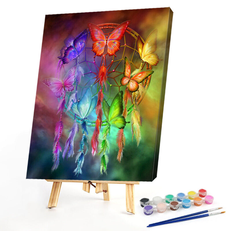 DIY Paint By Number Kit Dream Catcher Butterfly Acrylic Paint Gift Decor Art