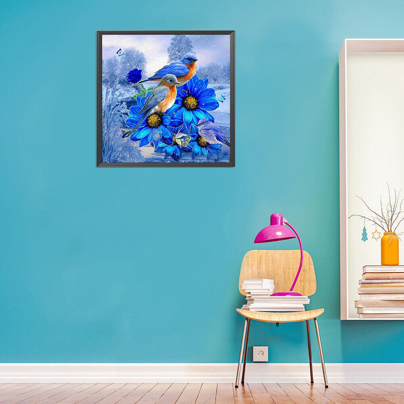 5D Diamond Painting Blue Flower Bird Partial Special Shape Drill DIY Crafts Sets